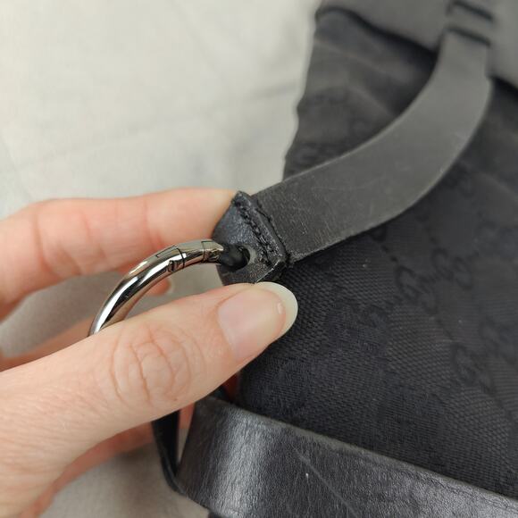 Gucci Black Monogram Shoulder Bag Black Canvas Leather Horsebit Bondage Tote - Picture 6 of 14
